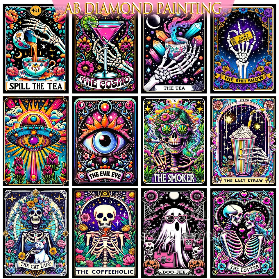 DIY ab Diamond výšivka tarot karta diamant maľba karikatúry kostru krížový steh set halloween umelecký dekoráciu darček