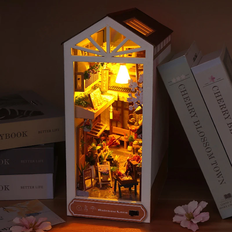 DIY Book Nook Kit Wooden Mini Doll House Kit 3D Puzzle Montáb