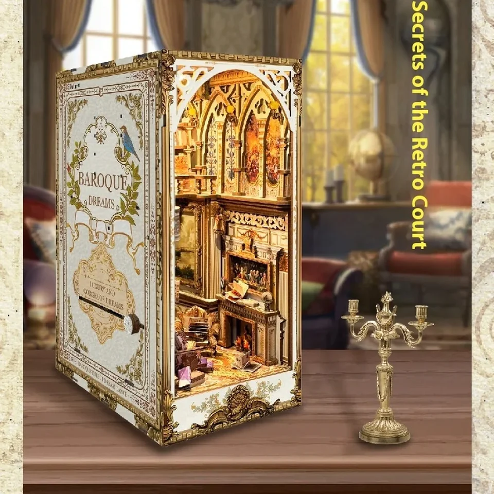 DIY Drevená kniha Nook Police Insert Miniatúrne modelové súpravy retro súdu Ručne vyrobené knihy pre priateľov pre priateľov vianočné darčeky