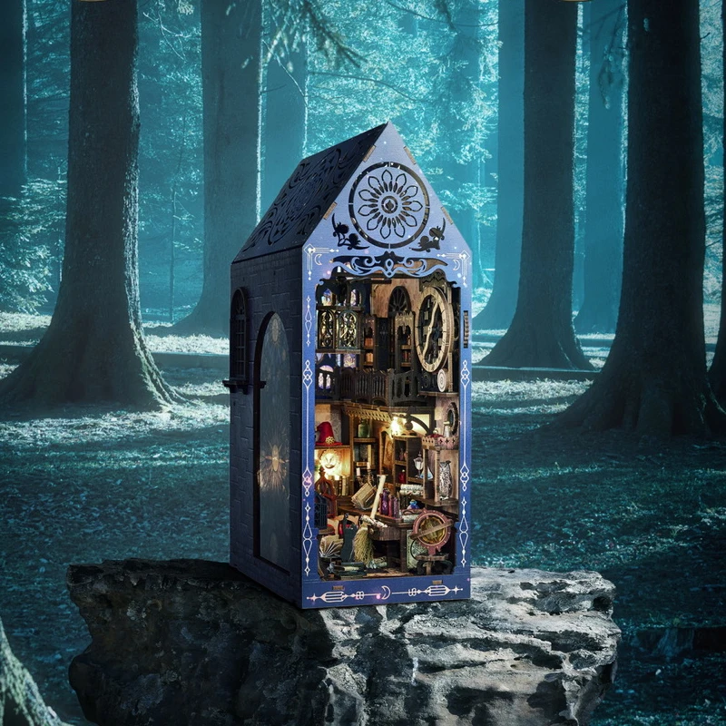 DIY Drevená kniha Nook Police Insert Retro Miniature Bookends Kits Magic Research Society Society Bookshelf Home Decor pre dospelých darčekov