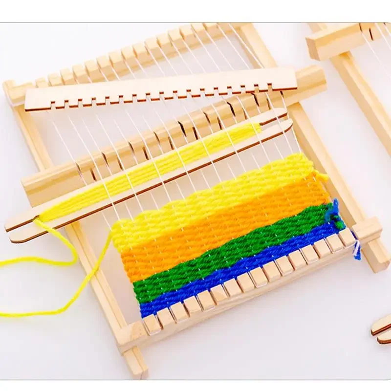 DIY Drevené pletenie pletací stroj tkanie tkáčkového rámca DIY pletené hračky vlna Weaving tkáč