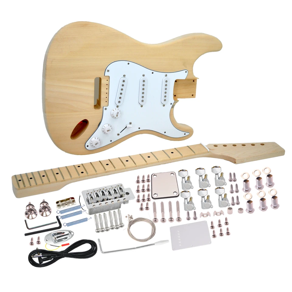 DIY Electric Guitar Kit s telom basswood a javorovým krkom, hmatníkom, 21 pražcami, predplnkami v okruhu