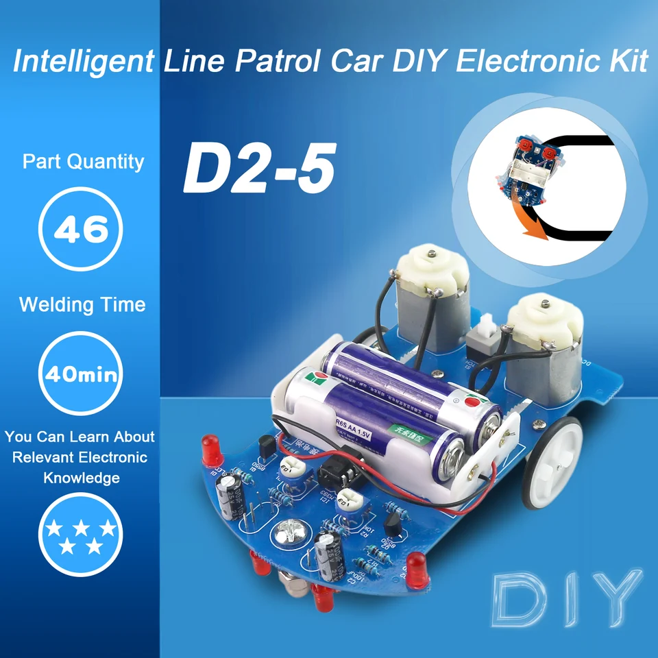 DIY Electronic Kit Intelligent Tracking Line Automatická indukcia Patrol Smart Robot Car Kits Experiment Vyučovanie hračky D2-5