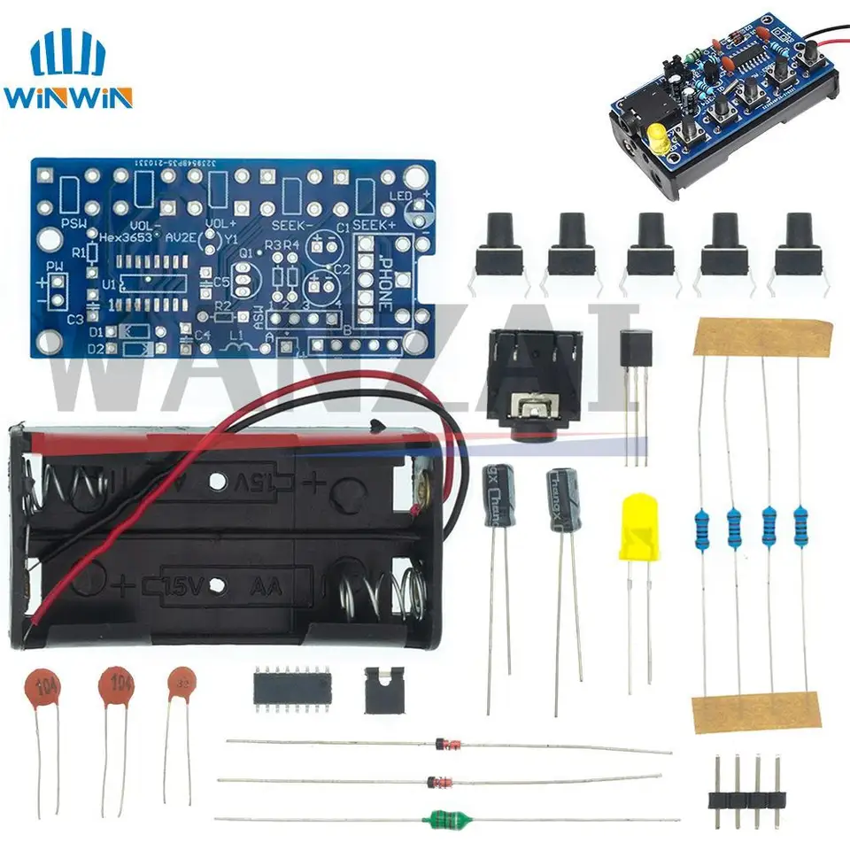 DIY Elektronické súpravy bezdrôtové stereofónne FM Radio prijímač Modul PCB 76MHz-108MHz DC 1,8V-3,6V