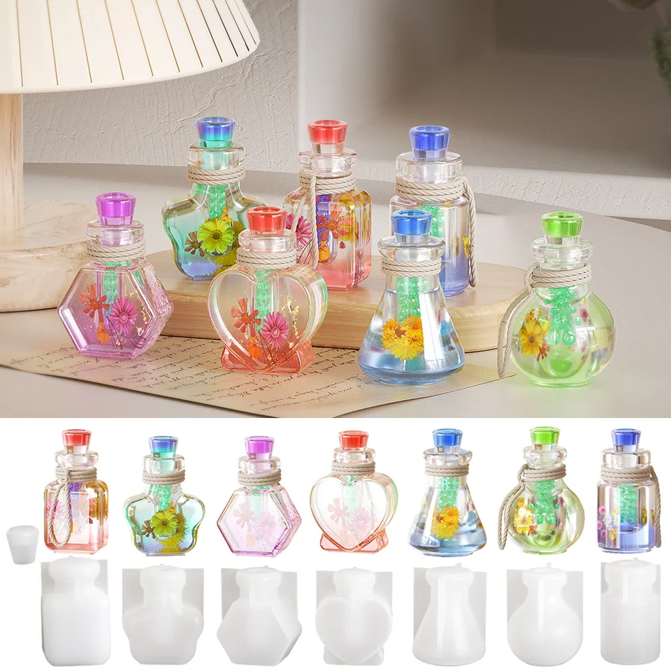 DIY epoxidová živici drift fľaša pleseň v tvare srdiečko s prianím fľaškovú žiarovku nočné svetlo aromaterapia fľaša rýchleho plesnia