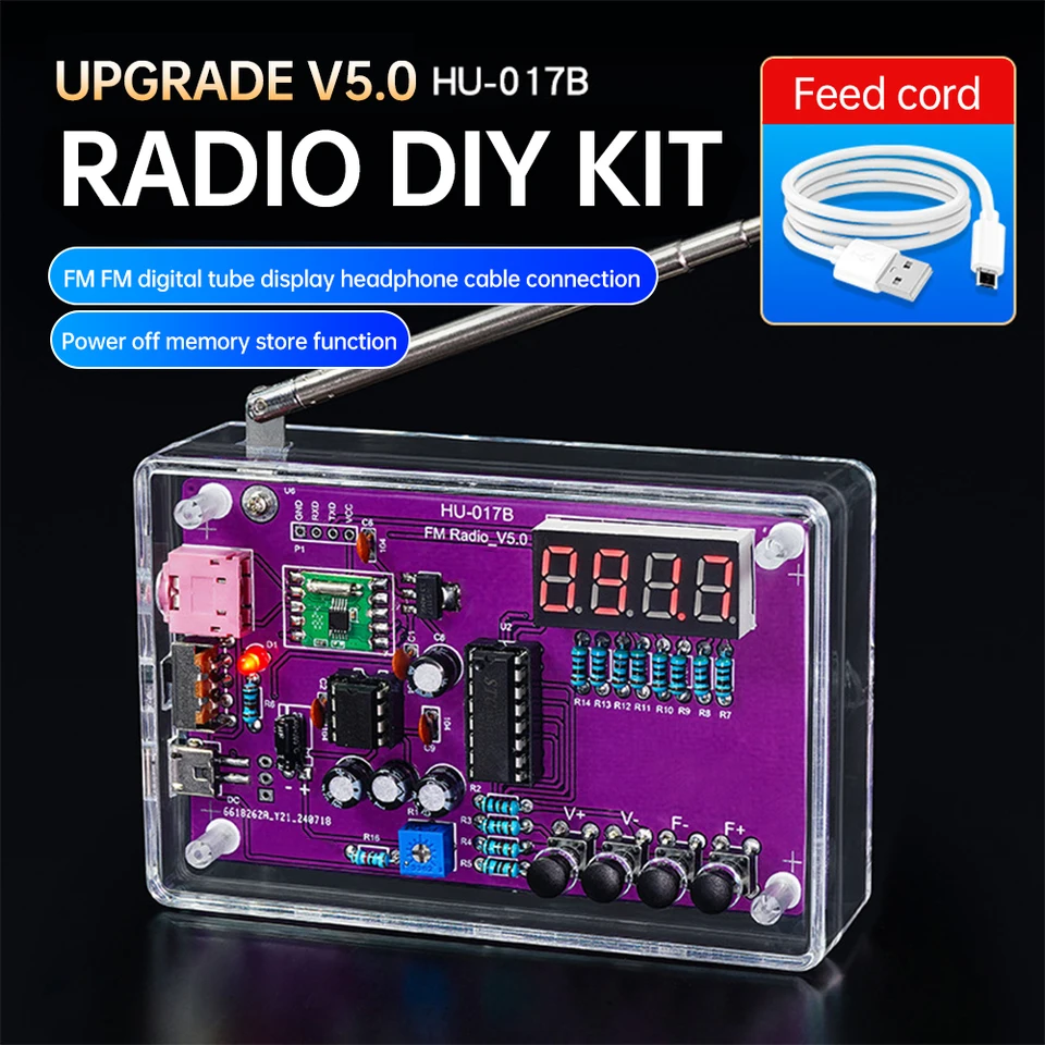 DIY FM Radio Electronic Kit Nastaviteľná frekvencia 87-108MHz Praktické spájkovanie RDA5807S Digitálne displej DIY spájkovanie