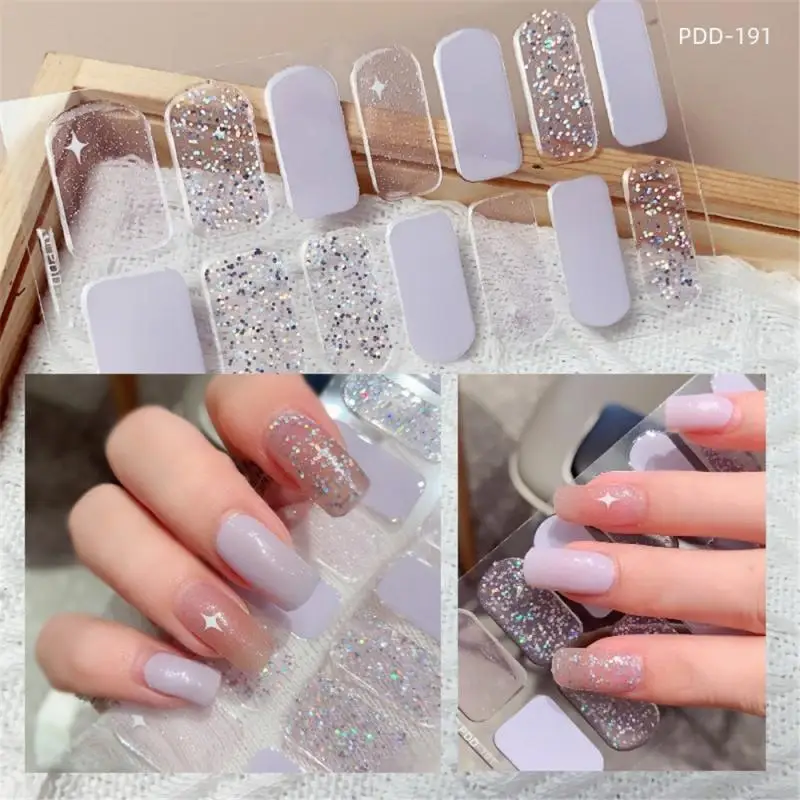DIY gélové nálepky na nechty bez vytvrdzované dlhotrvajúce pevné farebné nechtové prúžky Nálepky na nálepku s úplným krytom nálepky na nechty manikúru náplasť