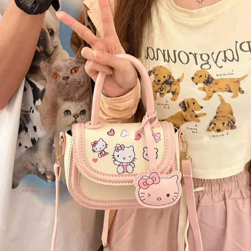 DIY Hello Kitty Lotso Cinnamoroll Woven Bag Homemade Material Balíček roztomilý online celebrita prenosná dievčenská taška