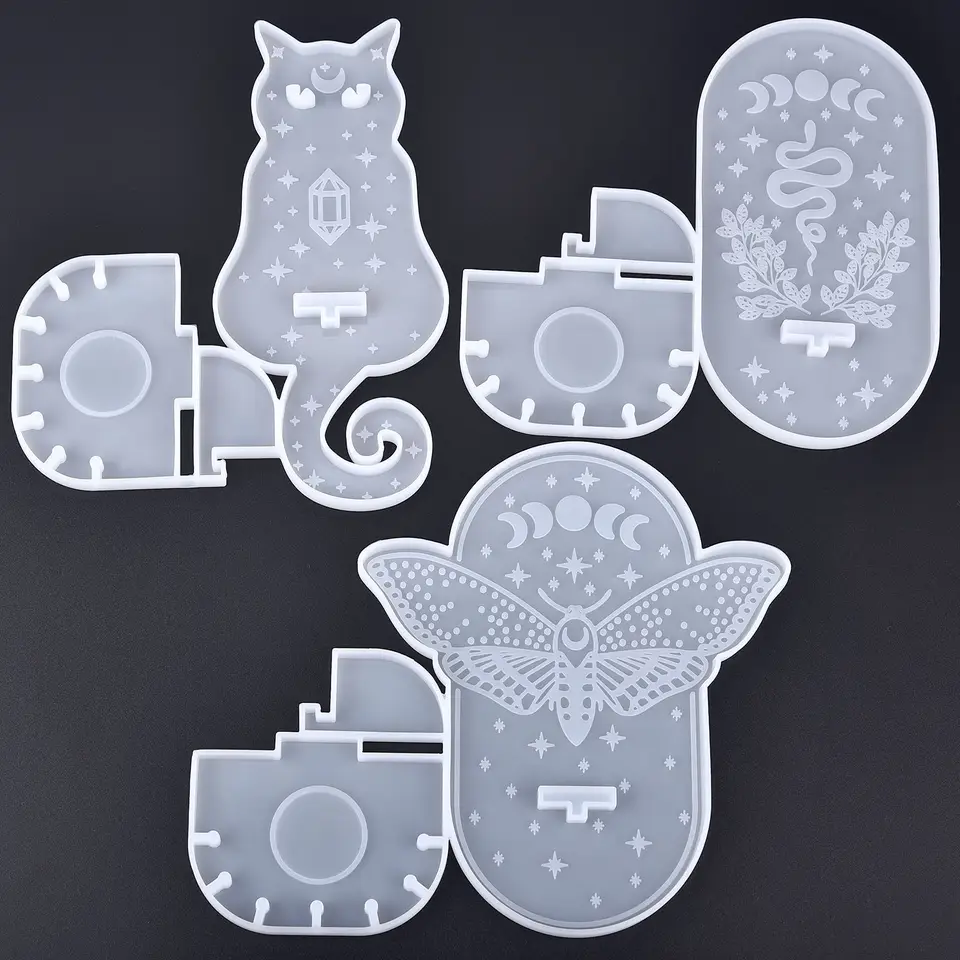 DIY krištáľ kvapky Halloween sviečky na stenu zavesenie živice forma Magic Cat Moth Moth Fold Wall Wall Držiak na sviečky Domáca dekorácia