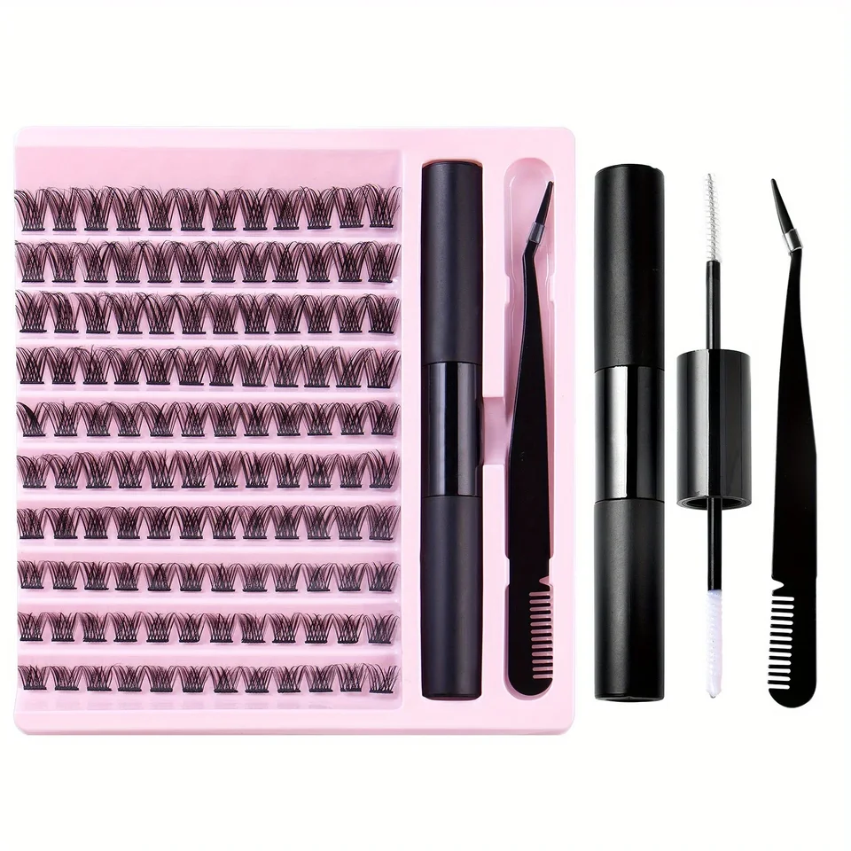 DIY Lash Extension Kit, Klastre riasy s vodotesnou silnou držaním rias a tesnenia a pinzety na pinzety klastra Klastra súpravy