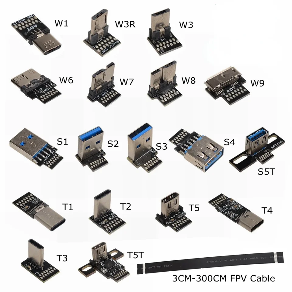 DIY Micro USB 2.0/3.0 Typ C Stuha Connector FPV USB C 3.1 Plochý flexibilný FFC Extender FPC pre bezfúknuté ručné kusové monitor