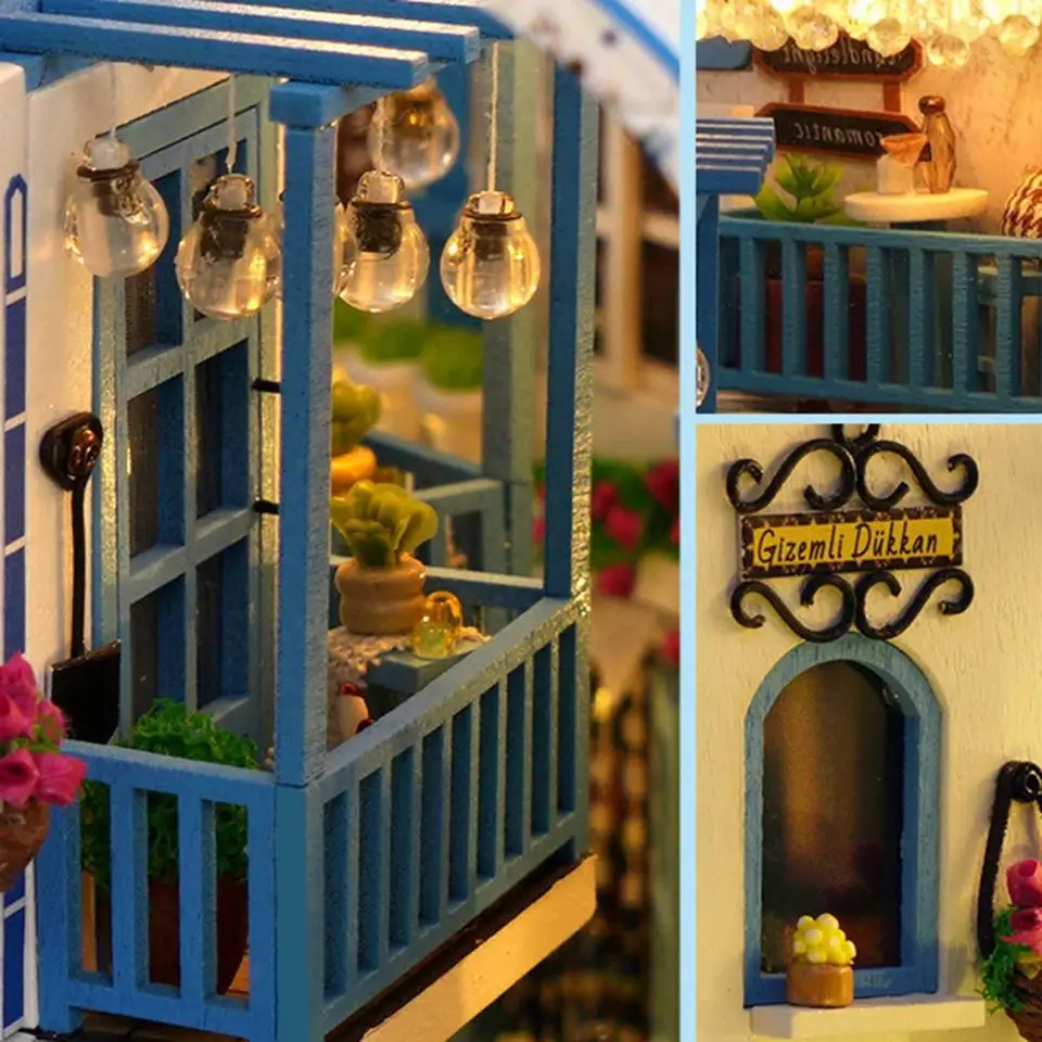 DIY Miniature House Kit Ručne vyrábaný bábikový dom miniatúrna kniha Nook Police Insert Kit s podrobnou zostavou v knižnici pre dospelých