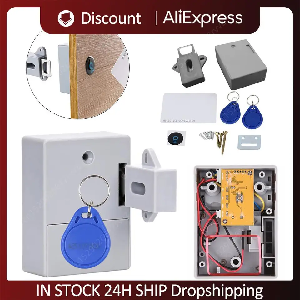 DIY neviditeľný hidde digitálny zámok bez perforovaného otvoru batériu IC karta skrinky zásuvka inteligentný inteligentný smartLock
