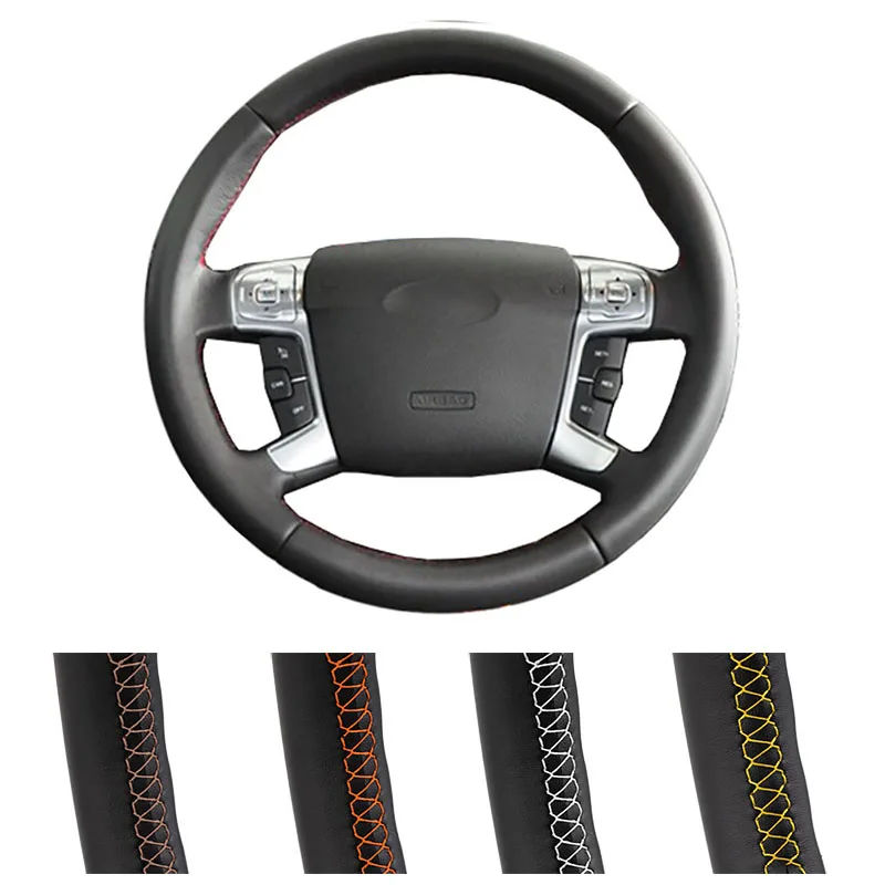 DIY Prispôsobený kryt volantu volantu pre Ford Mondeo MK4 2007-2012 S-Max 2008