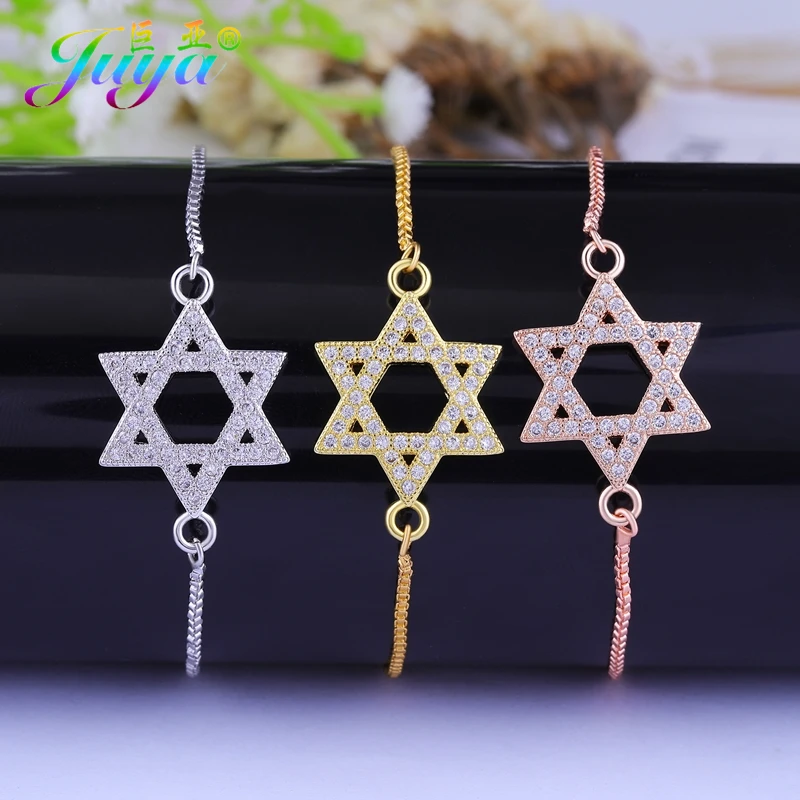 DIY remeselné šperky kúzlo náramky Micro Pave Zirkon Star hviezdy Davida náramkov pre ženy Dievčatá