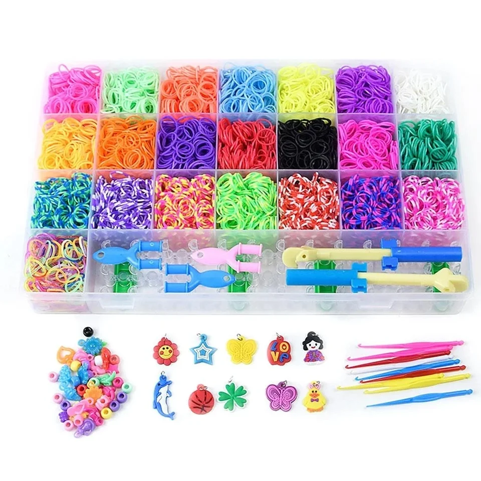 Diy ručne vyrobené gumové kapely Twist Loom Set Gumer Loom Bands Súpravy priateľstvá výrobca náramkov výroby pre deti na sklade