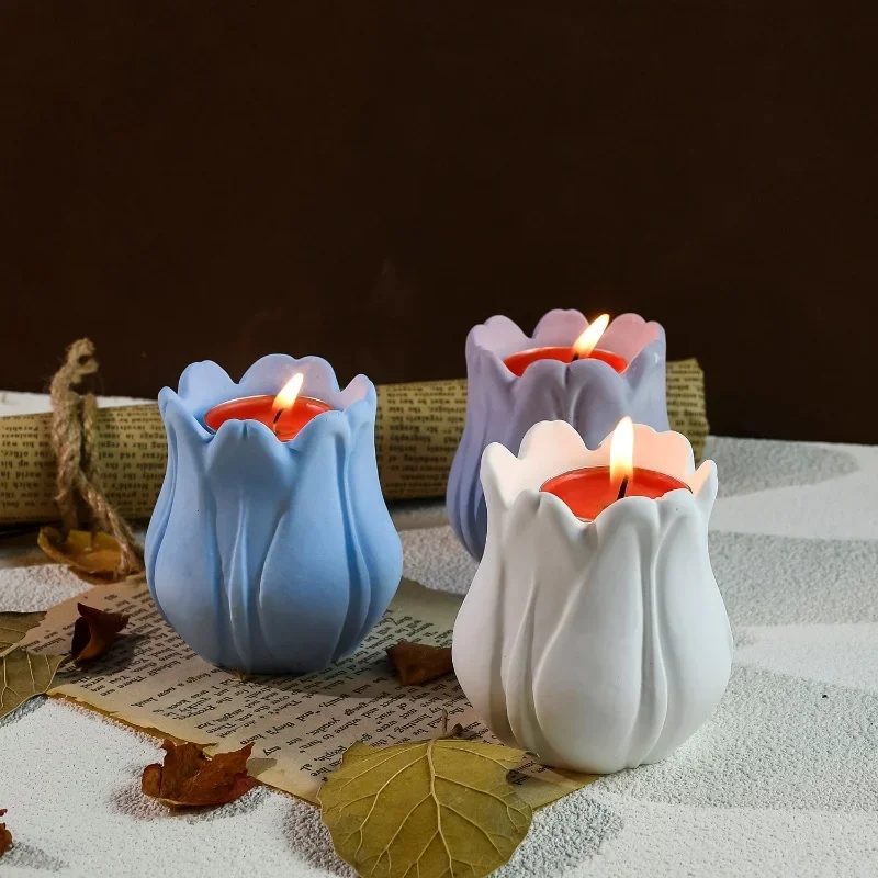 DIY Tulip Corolla Candlestick Silikónová forma aromaterapeutická sviečka Sviečka prívesok Zložka Zložka Epoxidová forma Domáce dekorácie SKLADU