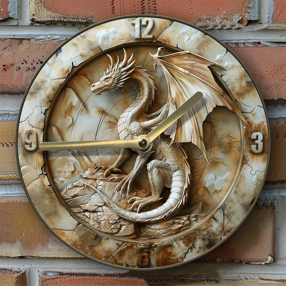 DIY Wall Clock Sit s 3D dragon Design - Tiché, hodiny s HD tlačou do obývacej izby - Creative Day Day Darček nápad