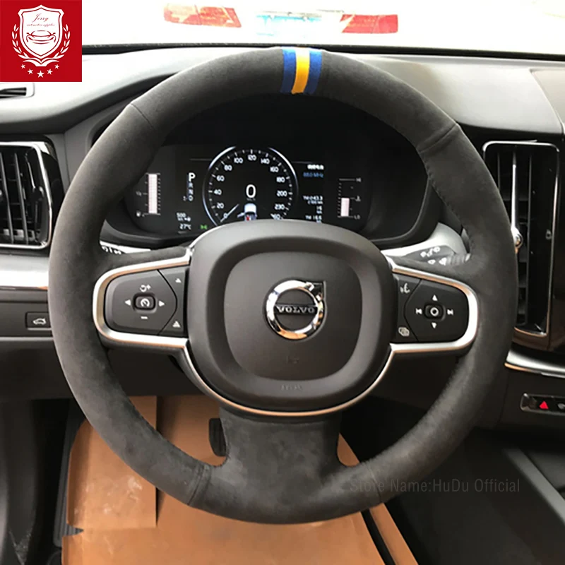 DIY Čierna koža Alcantara pre Volvo XC60 XCS70 S80L S60L S80 XC90 V90 S90 V40 V60 Ručne šitý automobil Vnútor