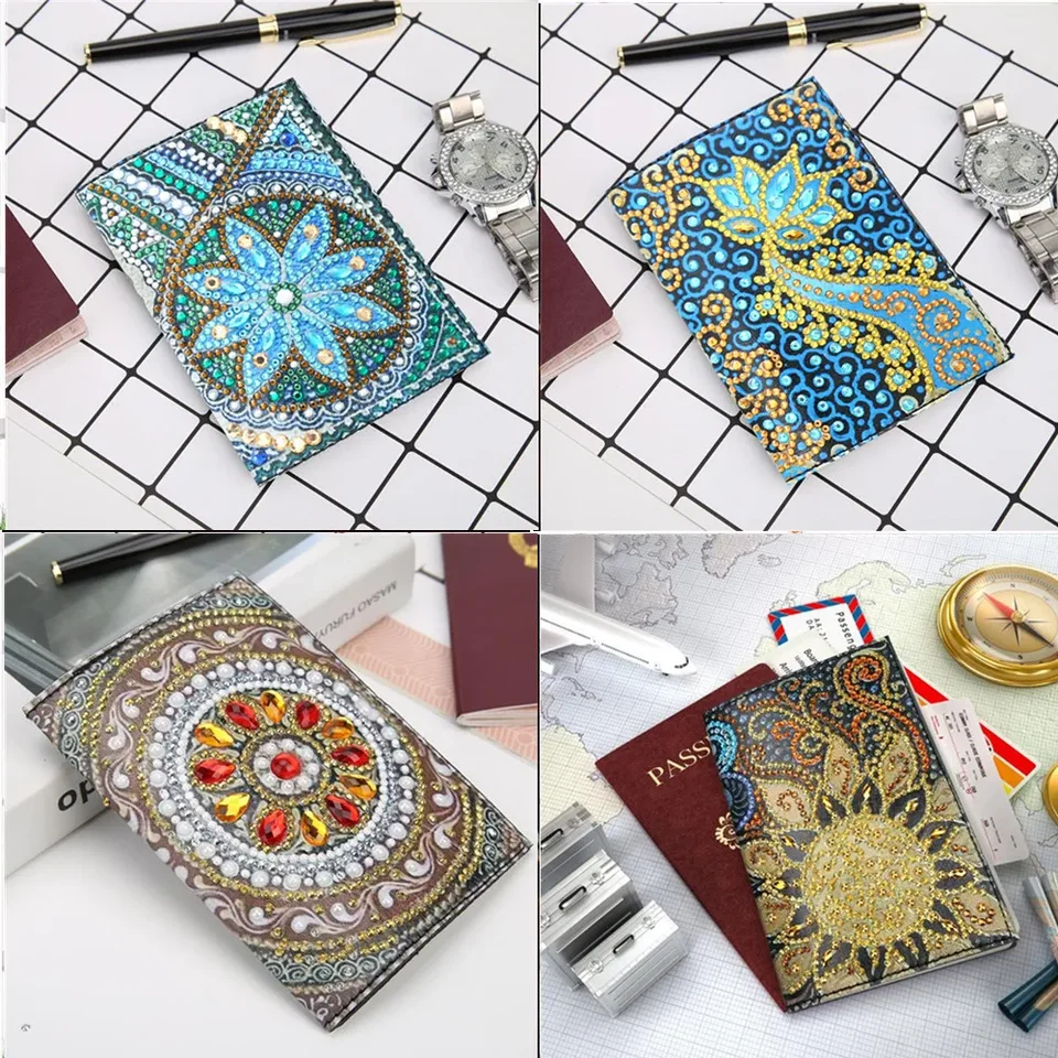 DIY Špeciálne tvarované diamantové maľovanie pu kožené vyšívanie pasová ochrana krytu skladovací taška ručne vyrobená narodeninová k narodeninám Nový rok darček