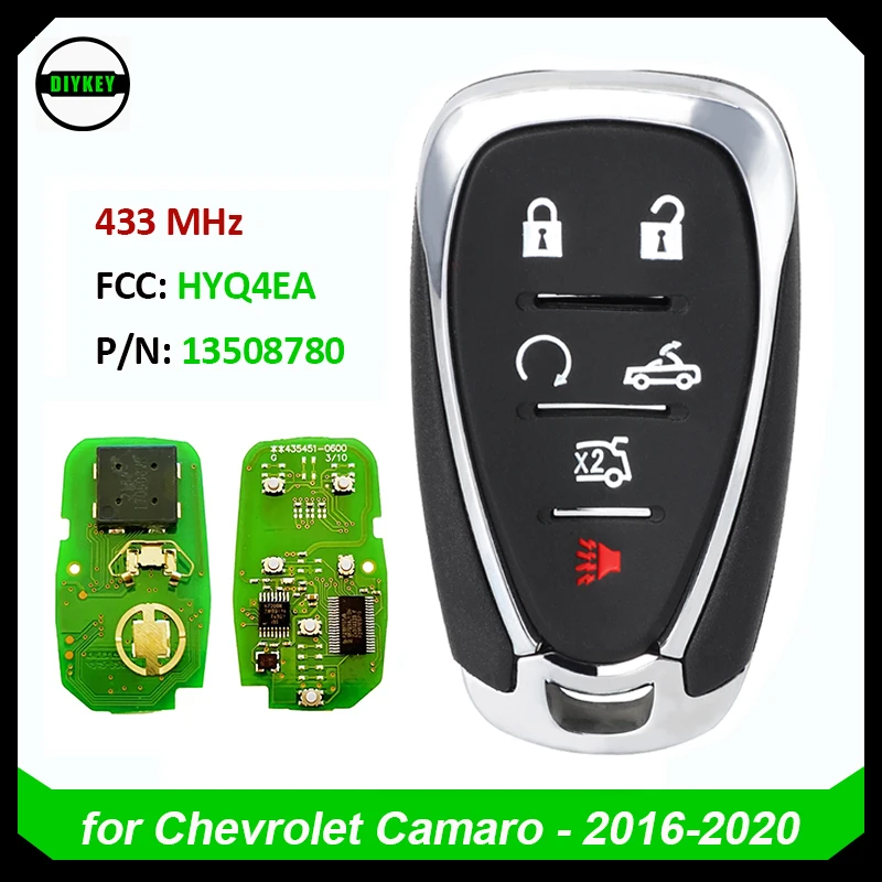 Diykey OEM Smart Key pre Chevrolet Camaro 2016 2017 2018 2019 2020 2020 Proximity Remote FOB 6 Button Hyq4ea - 13508780