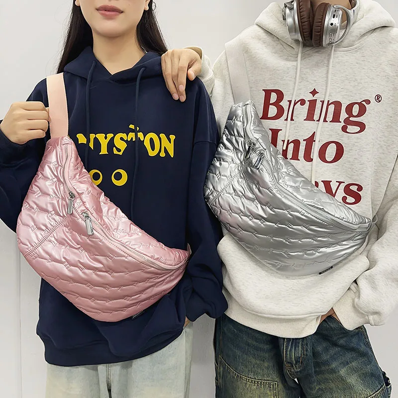 Dizajnér unisex krížový hrudník vrecko 2024 zimný priestor bavlna Fanny Pack Balenie módna žena v taške s taškami na rameno