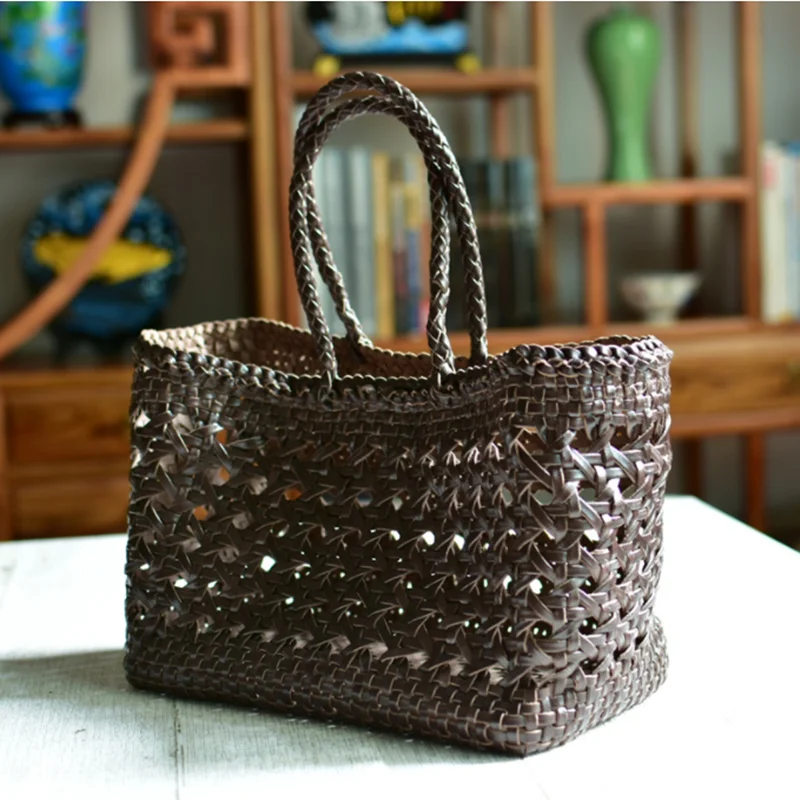 Dizajnérka tkaná tote nakupujúca taška Ženy Originálne kožené kože košík Basket kabelka Žena Dutlow Out Bucket Bag 2022 leto nové nové