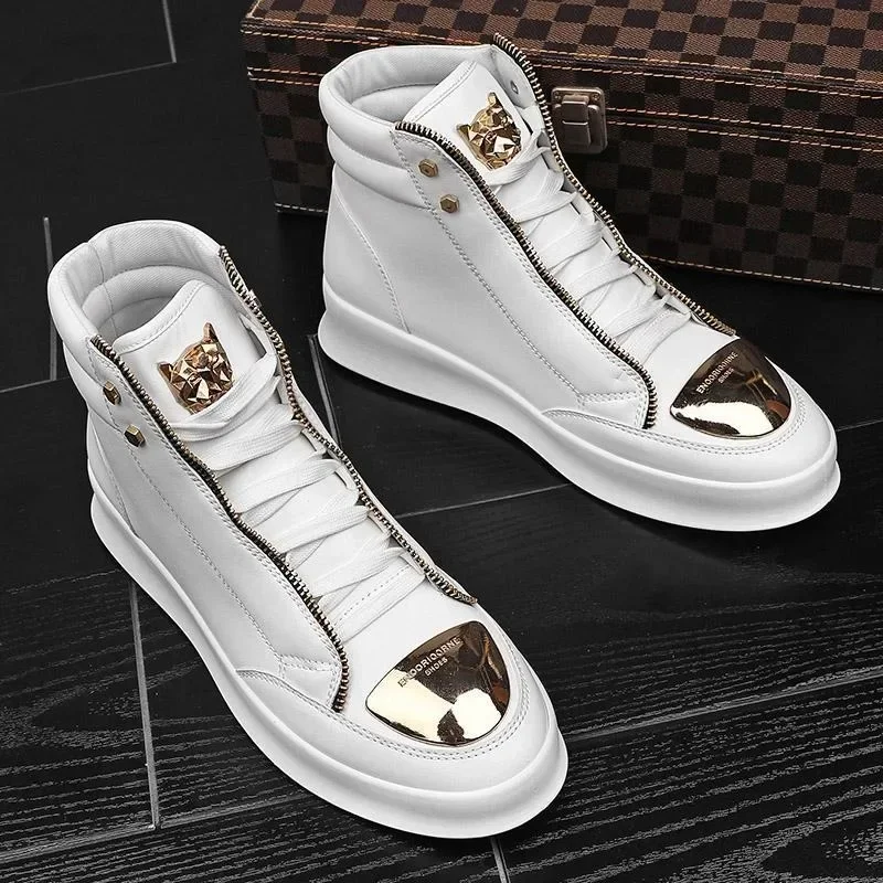 Dizajnérske tenisky High Top Casual Shoes for Men 2024 Nové módne skateboardové topánky Leopard Platform Shoe Sport Training Shoes
