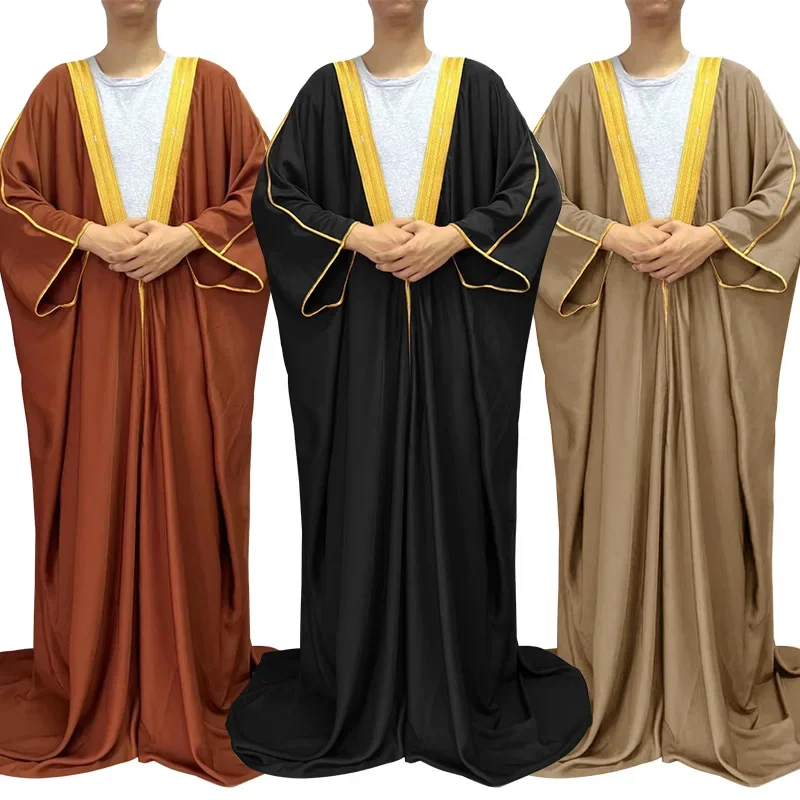 Djellaba Dishdasha Moslimovci bisht abaya Satin eid kimono modlitebné šaty jubba thobe Saudský arabský rúž islam oblečenie morčacie kaftan