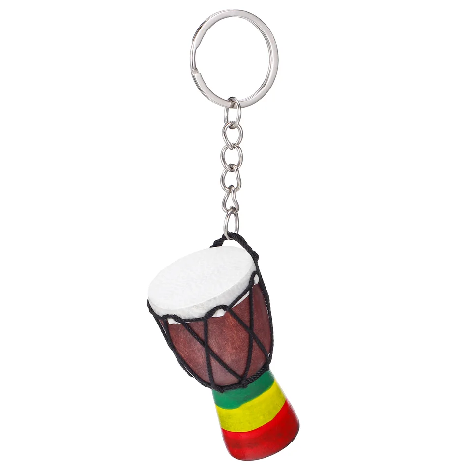 Djembe Keychain Musical prívesok Africký bubon visiaci dekorálna prístroj Ornament