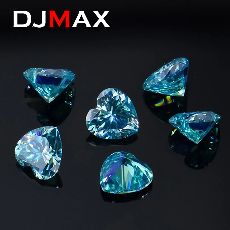 Djmax vzácne morské modré srdce strih Moissanit Loose Stones Skutočné d Color VVS1 šampanský ružový tvar srdca certifikovaný moissanitovými diamantmi