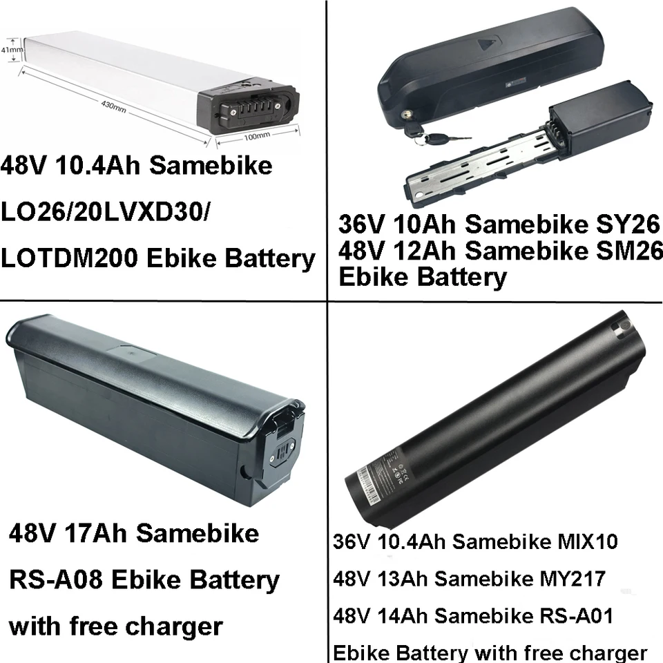 Dlhá jazda 36V 48V 10AH 10.4AH 17AH ELEKTRICKÁ BETLICKÁ BATTERSKÁ BATTERSKÁ BATTER LO26 20LVXD30 LOTDM200 SY26 SM26 MY275 MIX10 RS-A01 RS-A08