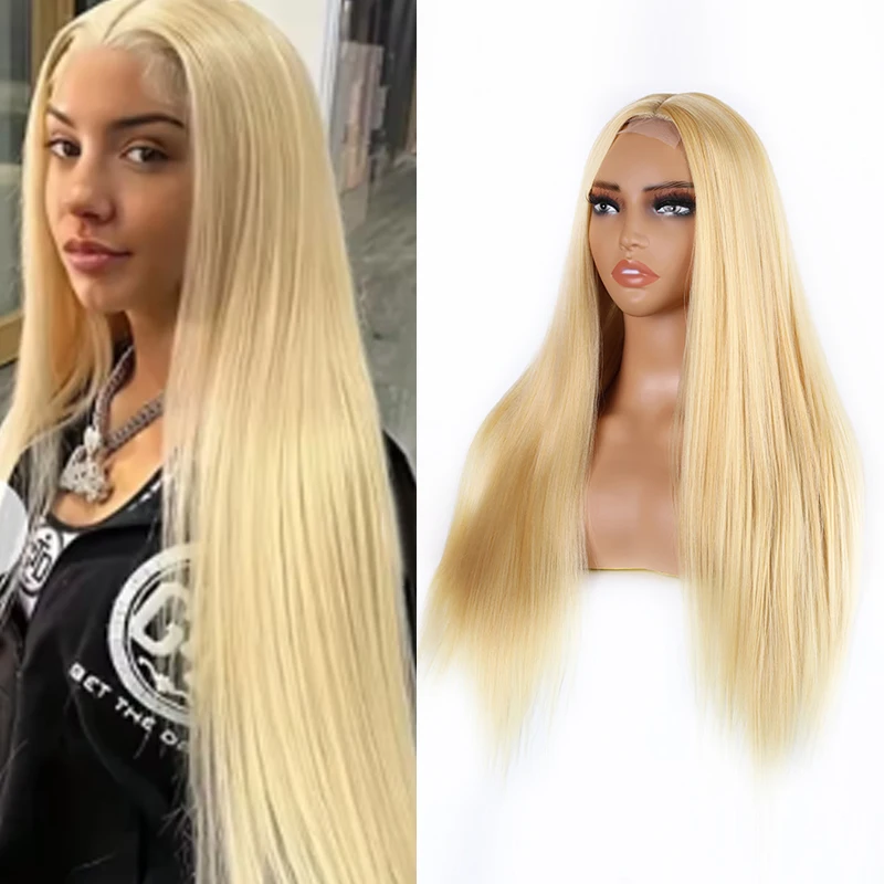 Dlhá rovná blondínka 613 Parochne syntetické vlasy pre ženy Vysokotextové vlasy Ombre 613 Red Cosplay Parochne Syntetické vlasy