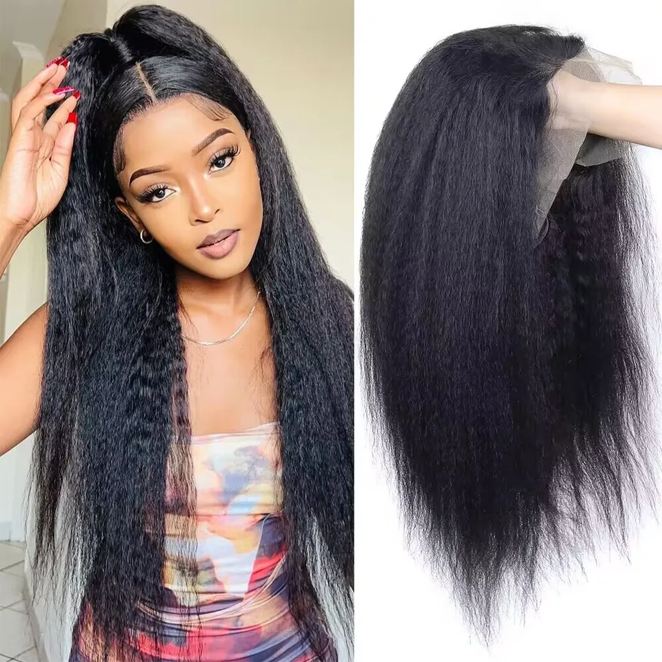 Dlhá výstredná rovná ľudská vlasová parochňa 13x4x1 t časť Yaki Lace Parochňa s detskými vlasmi tepelne odolná voči strednej časti parochne pre ženy