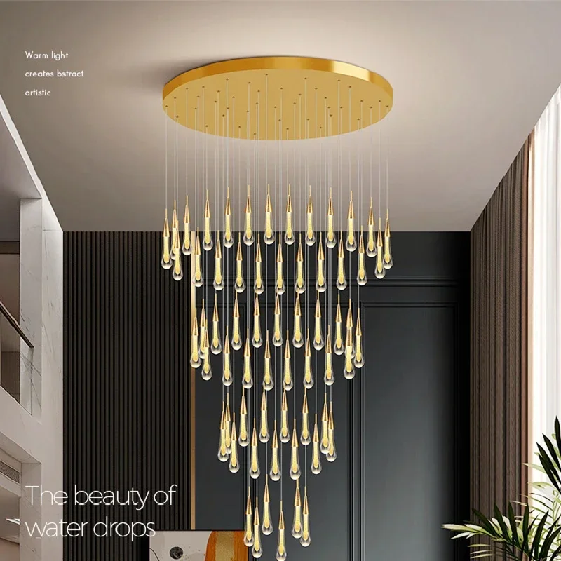 Dlhé krištáľové lustrové schodisko Luxusné zavesené lampa Domáce dekorácie Veľká vilová chodba Kuchynský ostrov prívesok Svetlá LED LED