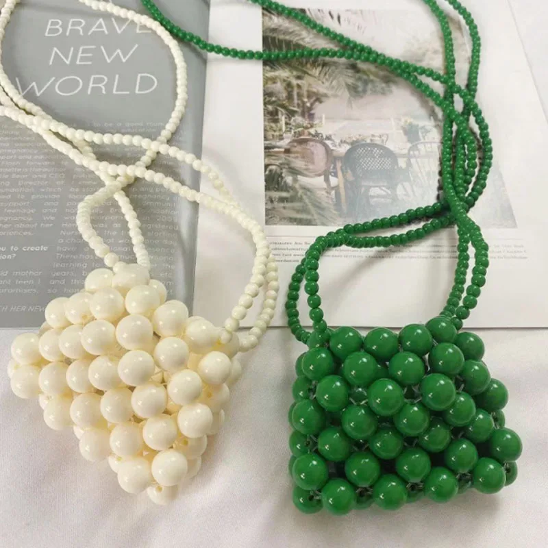 Dlhé ramenné popruhy s korálkovým taškou zelená perlová taška na klapku Pearl Clutch a dámske kabelky Ladies Mini Cross Body Bag Bag