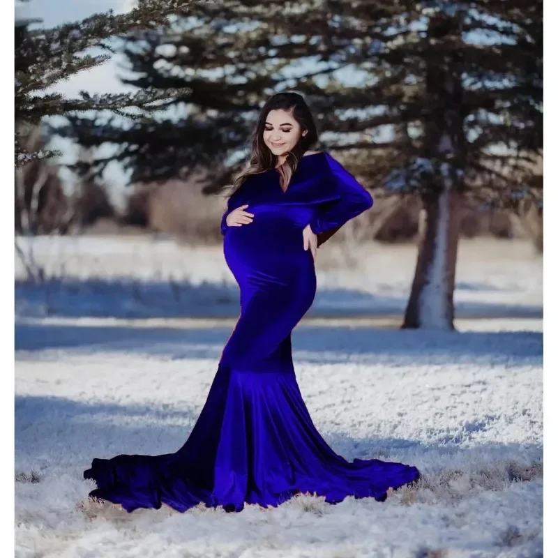 Dlhé rukávy Tehotenské šaty Photography rekvizity materské šaty maxi šaty na fotenie tehotné ženy dlhé tehotenské oblečenie