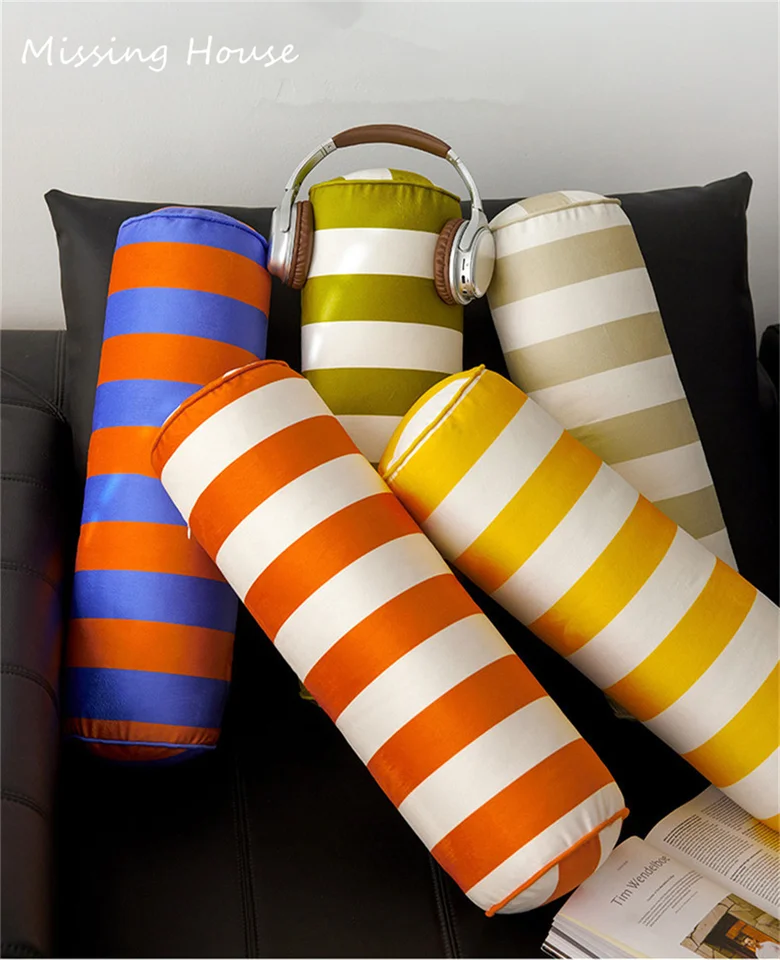 Dlhý Suger Stripe Dopamínové farby Velvet vankúš späť vankúš s plnením jadrovej pohovky Domáce dekorácie deti detská kreativita darček