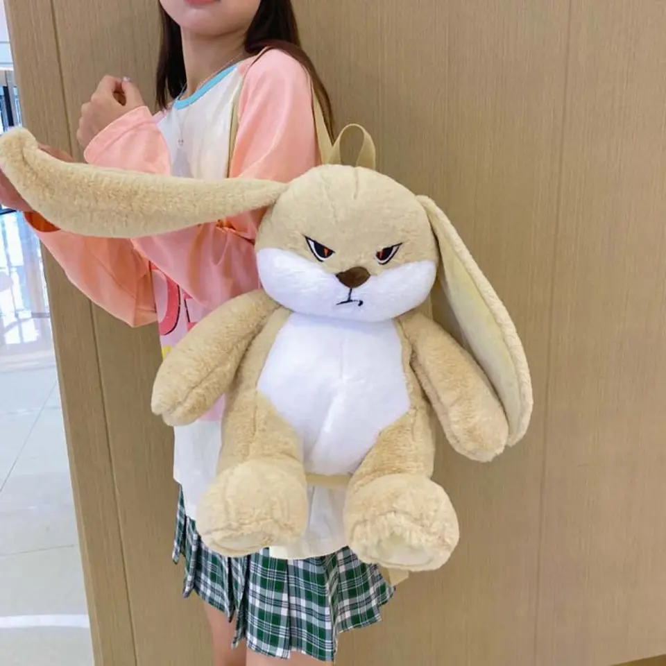 Dlhý uší králik hnev Bunny plyšový batoh roztomilé zvieratá plnené hnedé medvedí batoh 35 cm karikatúry