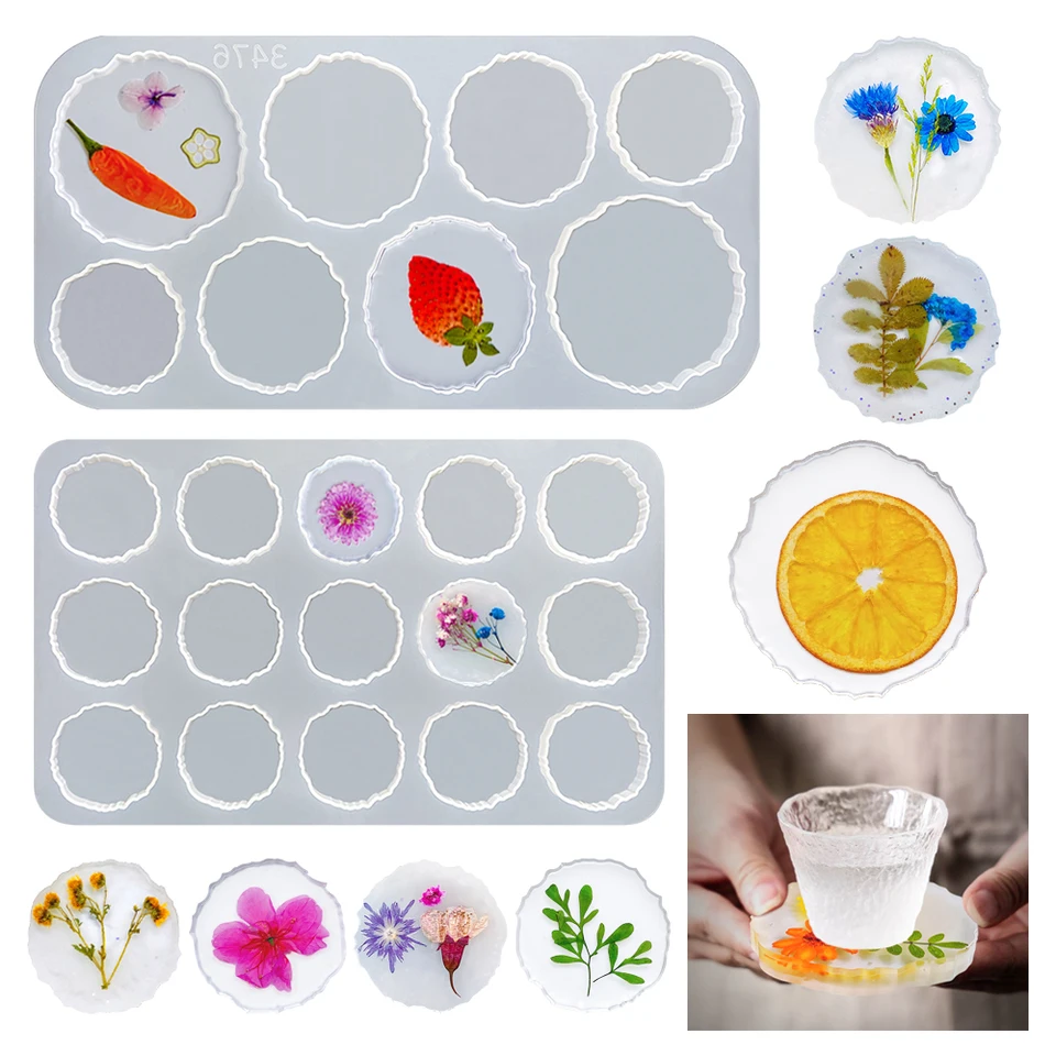 DM415 COASTER PLYT DOPLNKA FORMY FORMY ZADNUTIE SILIKONOVÁ FORMA PRE RESINA EPOXY TRANSPArente Cup Mats pre domácu dekoráciu