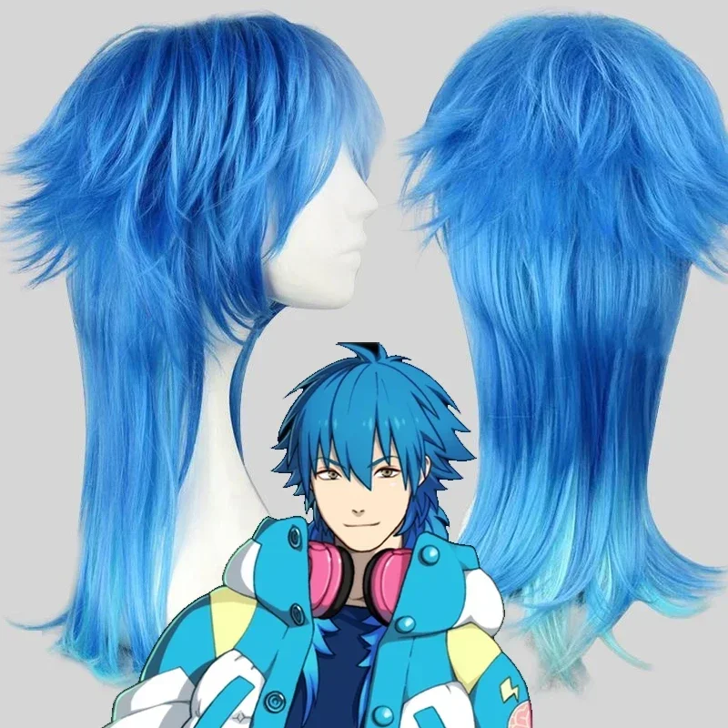 DMMD Aoba Cosplay Parochňa s ranami za dramatický vraždu jasný kostým dlhý modrý gradient syntetický anime blue parochne kučeravé sewd1