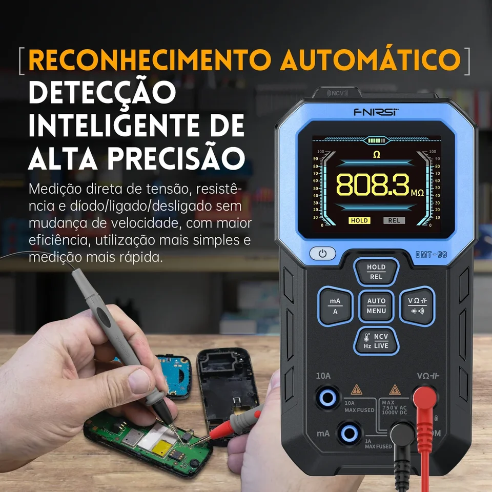 DMT-99 9999 počíta digitálny multimeter-inteligentný profesionálny tester s 1 000 V/10A RMS s automatickým dosahom pre kapacitu AC/DC OHM HZ