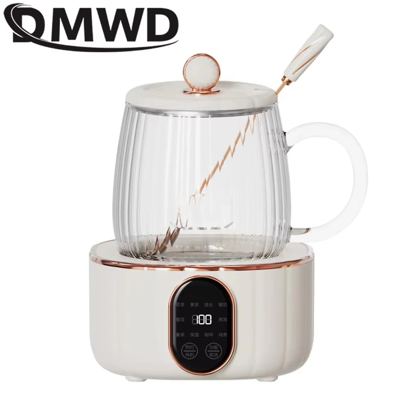 DMWD Electric Kettle Dusen dusený pohár prenosný zdravotný pohár 600 ml viacfunkčného vriaceho vody Mini pomalý kotol s čajom