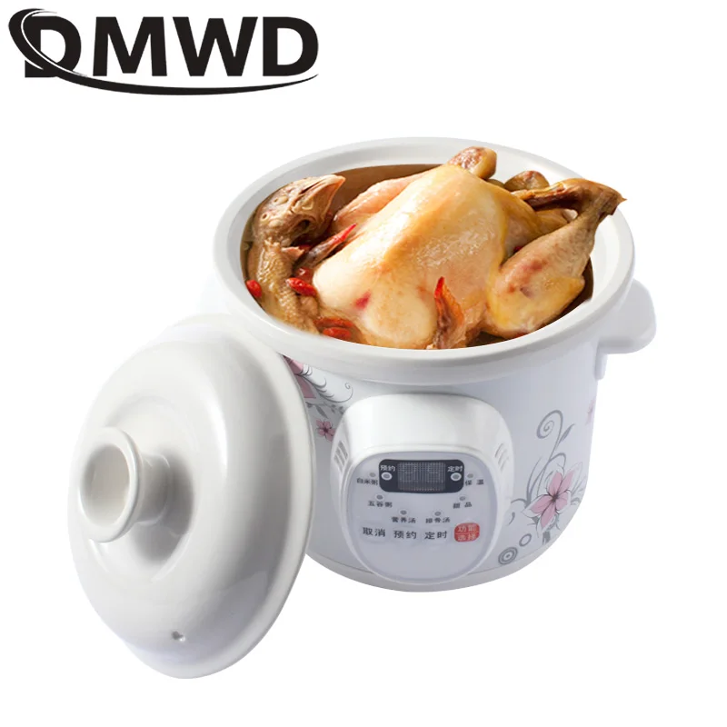 DMWD Electric Slow Cooker 1,5 l Mini Health Pot Duse Duse Duse Solie Ovládanie Čas kontroly keramika detská výživa kuchárka
