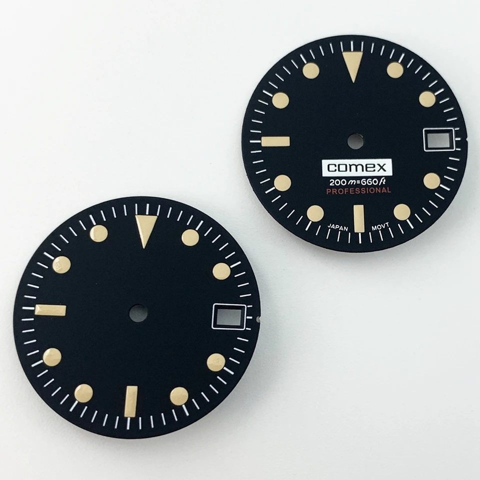 Dna 28,5 mm sterilné čierne hodinky vhodný pre Automatický pohyb NH35A s príslušenstvom hodiniek s dátumom