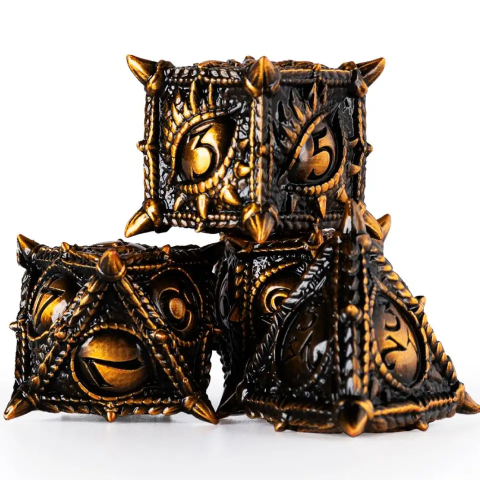 DND kocky s darčekovým boxom RPG kovový kov DND ​​Kovový kov Polyhedrálny DND kocky set pre dungeons a draky D&D RPG stolové hry D100 D6