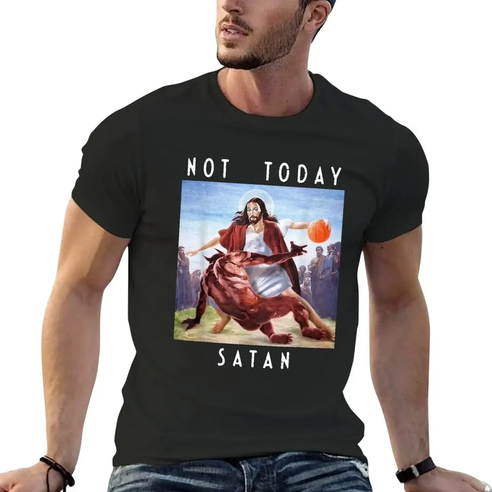 Dnes satan Ježiš vs Satan v basketbalovom tričku grafické tričko vintage čierne košele rýchle sušenie tričiek pre mužov grafika