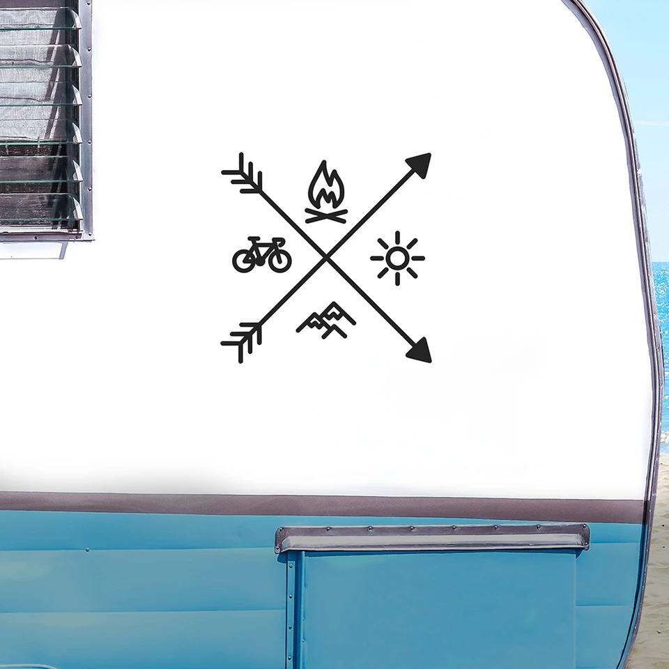 Dobrodružné ikony automobilové nálepky Camper Caravan Caravan Decans Decals Buper Decoration Accessories