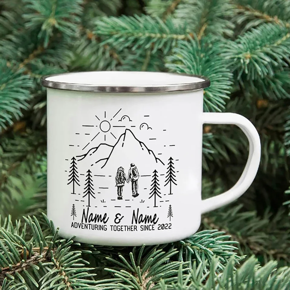 Dobrodružstvo spolu od roku 2023 Vlastné kávové hrnčeky na kávu Pár Travel Adventure Campfire Fope Cup Adventurs Valentines darček