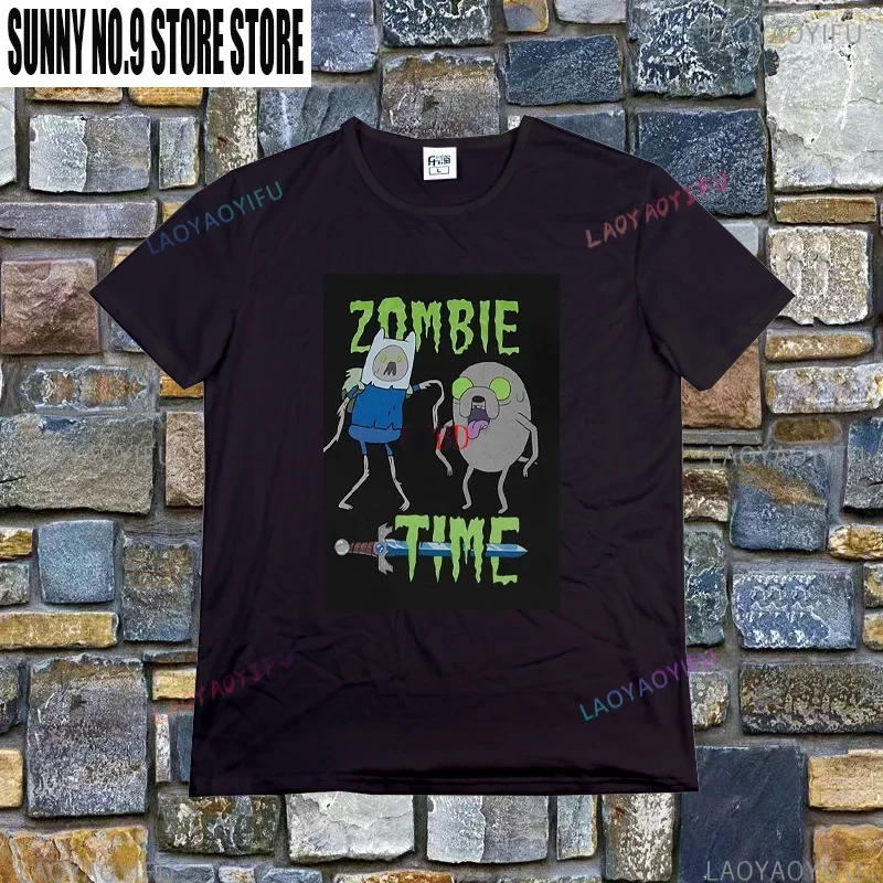 Dobrodružstvo zombie čas retro tričko Jake a Finn Cartoon Grafické tričko Humor Humor Pohodlné ulice módne streetwear